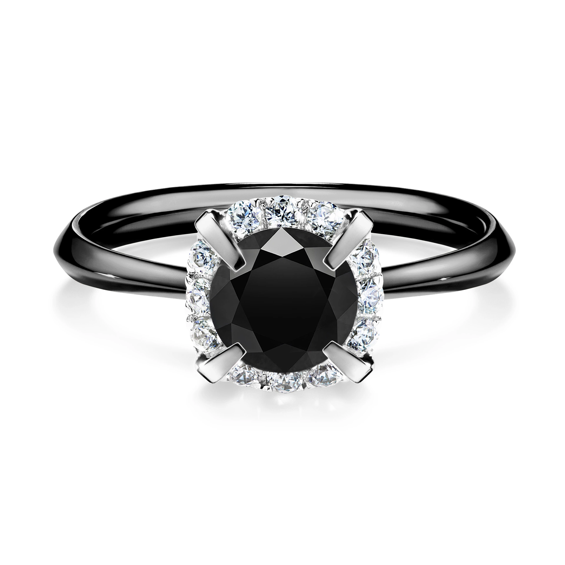 Pierścionek zaręczynowy My Beauty 48h, Czarne złoto, Czarny diament, 0,98CT, Diament