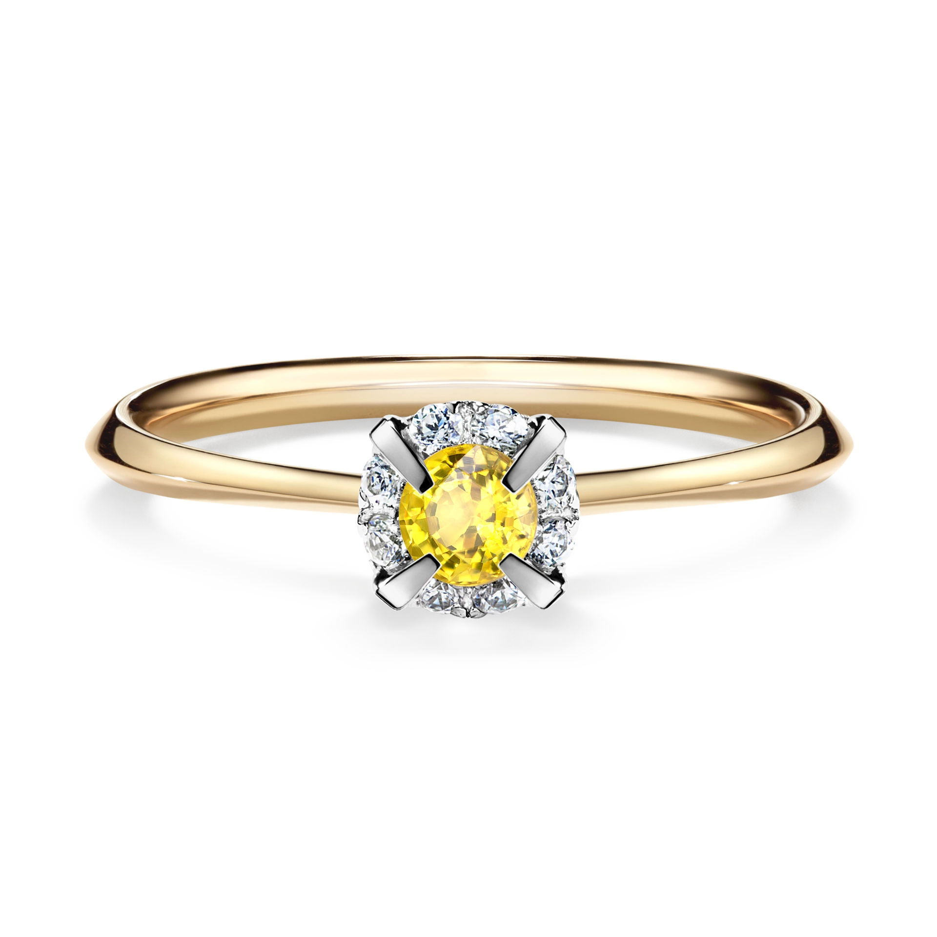 Pierścionek zaręczynowy My Beauty 48h, Żółte złoto, Szafir żółty, 0,14CT, Diament laboratoryjny