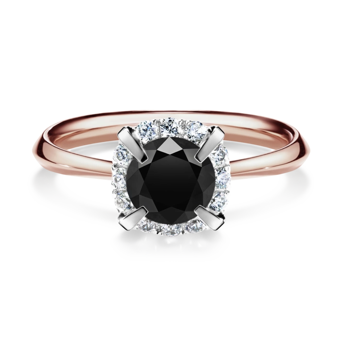 Pierścionek zaręczynowy My Beauty 2-5 dni, Różowe złoto, Czarny diament, 0,98CT, Diament laboratoryjny