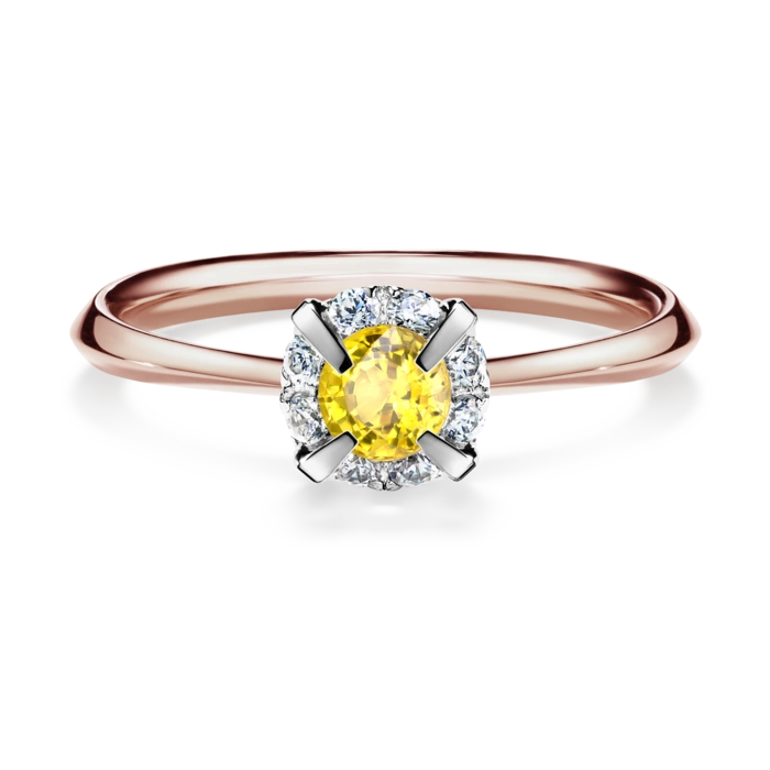 Pierścionek zaręczynowy My Beauty 2-5 dni, Różowe złoto, Szafir żółty, 0,33CT, Diament laboratoryjny