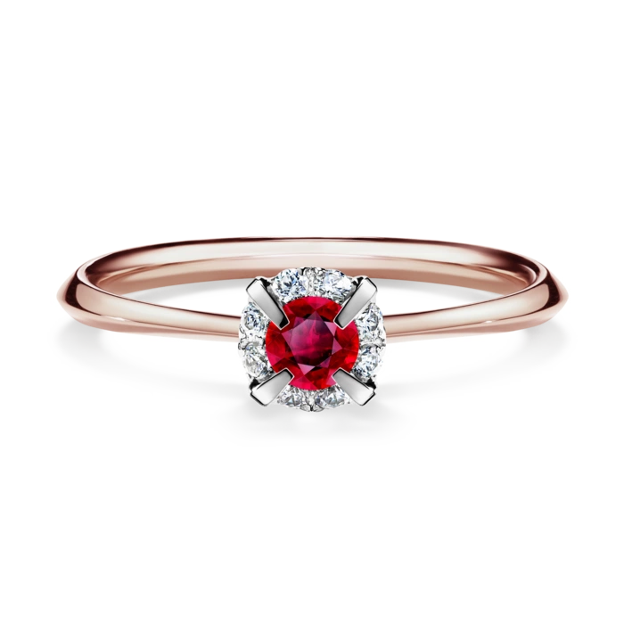 Pierścionek zaręczynowy My Beauty 2-5 dni, Różowe złoto, Rubin, 0,14CT, Diament laboratoryjny