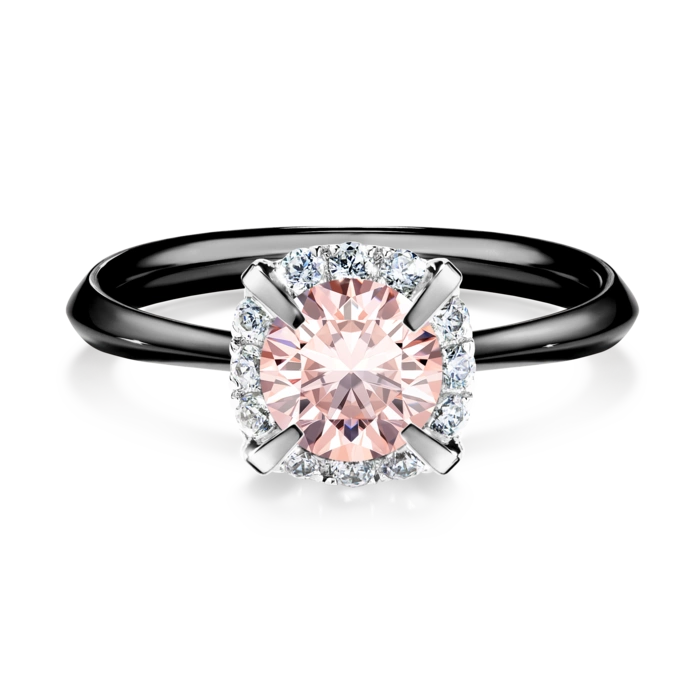 Pierścionek zaręczynowy My Beauty 48h, Czarne złoto, Morganit, 0,98CT, Diament laboratoryjny