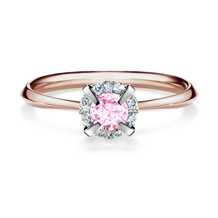 Pierścionek zaręczynowy My Beauty 2-5 dni, Różowe złoto, Szafir różowy, 0,33CT, Diament laboratoryjny