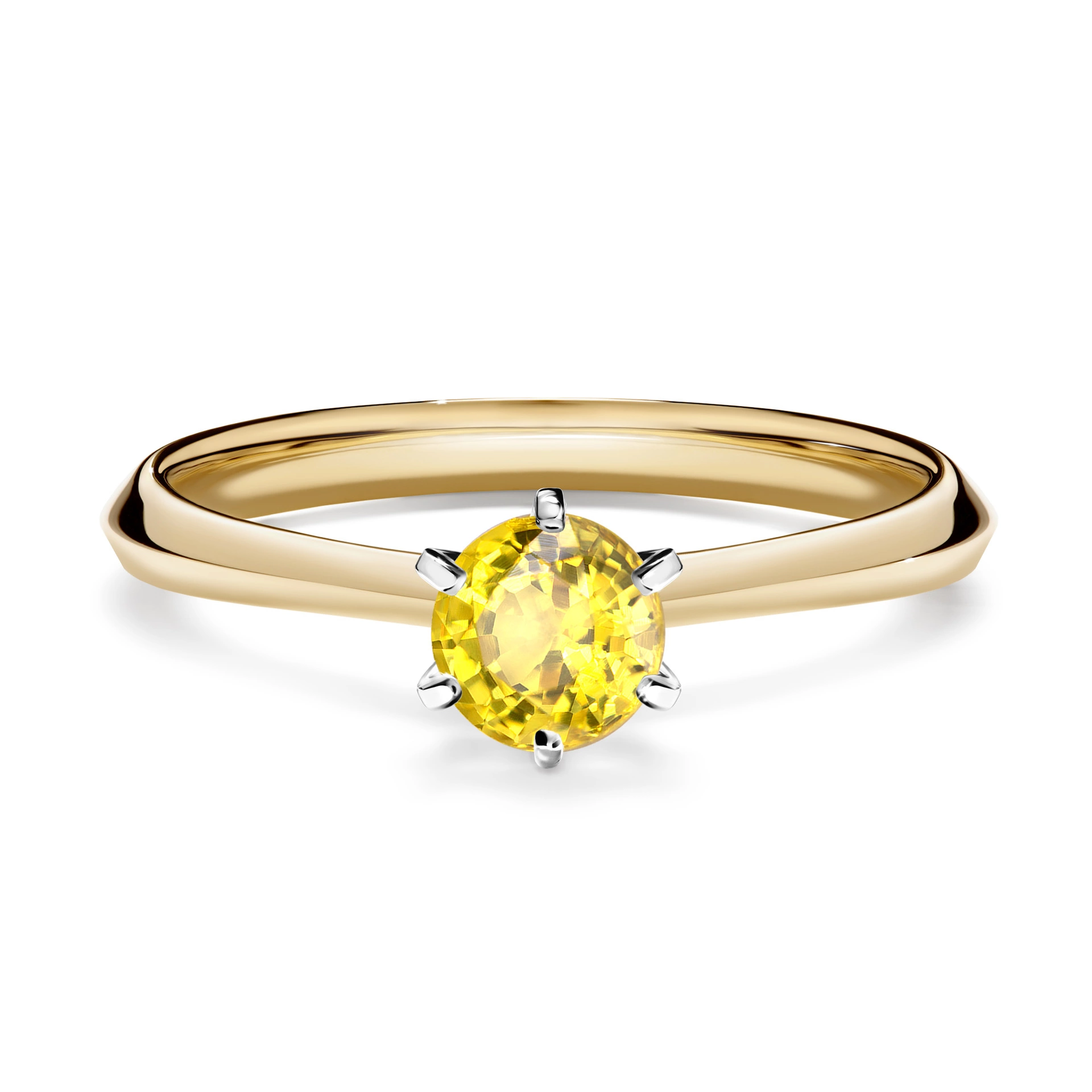 Pierścionek zaręczynowy My Queen 48h, Żółte złoto, Szafir żółty, 0,50CT