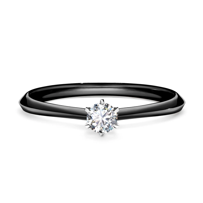 Pierścionek zaręczynowy My Queen 48h, Czarne złoto, Diament , 0,17CT