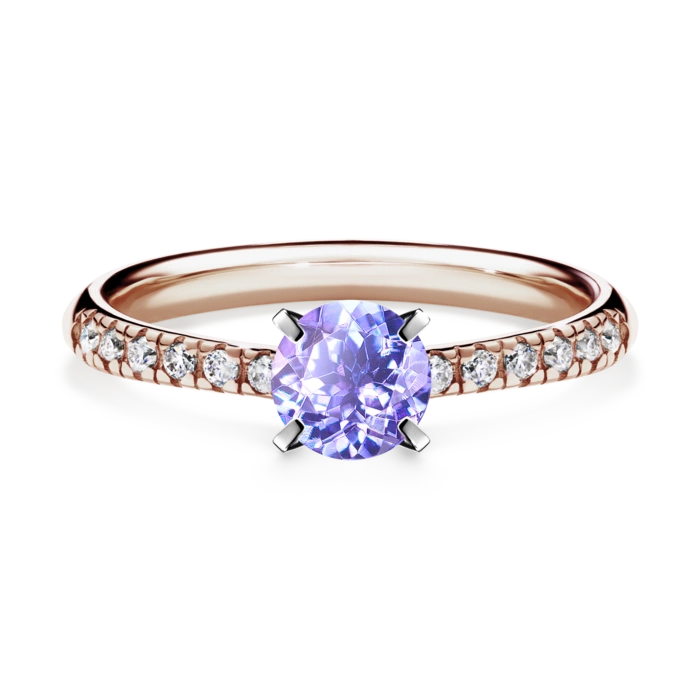 Pierścionek zaręczynowy My Sunshine 2-5 dni, Różowe złoto, Tanzanit, 0,64CT, Diament laboratoryjny