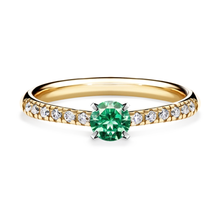 Pierścionek zaręczynowy My Sunshine 48h, Żółte złoto, Szmaragd, 0,39CT, Diament laboratoryjny