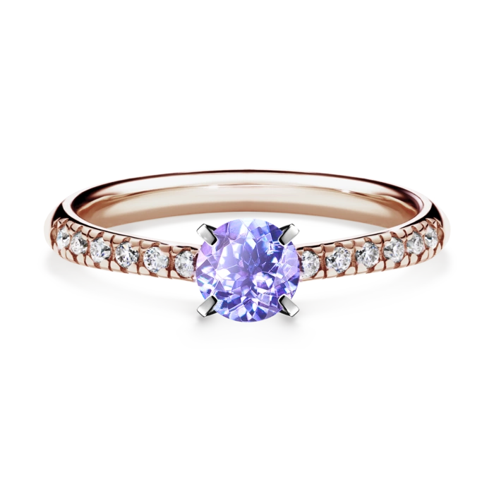 Pierścionek zaręczynowy My Sunshine 48h, Różowe złoto, Tanzanit, 0,44CT, Diament laboratoryjny