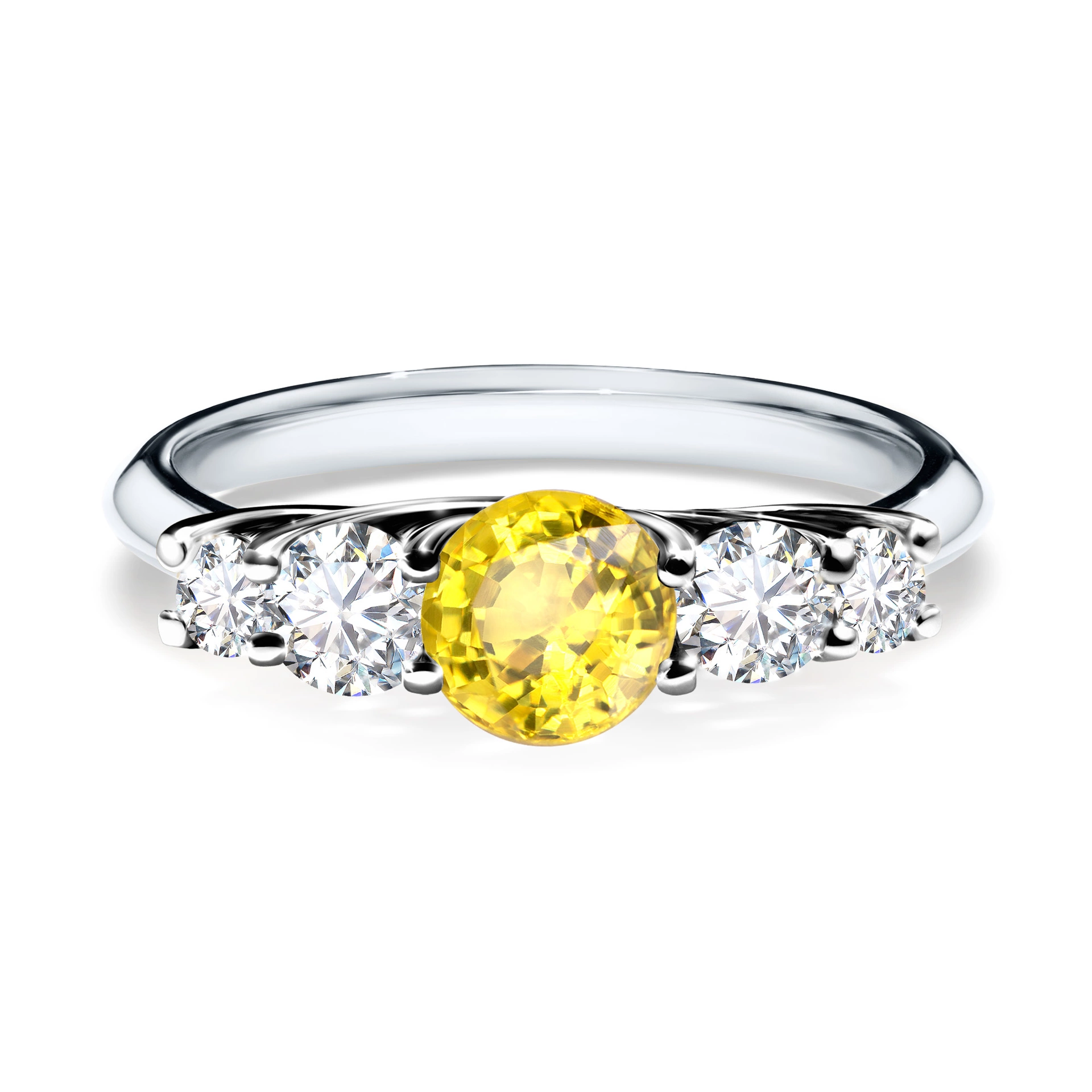 Pierścionek zaręczynowy My Darling 2-5 dni, Białe złoto, Szafir żółty, 0,96CT, Diament