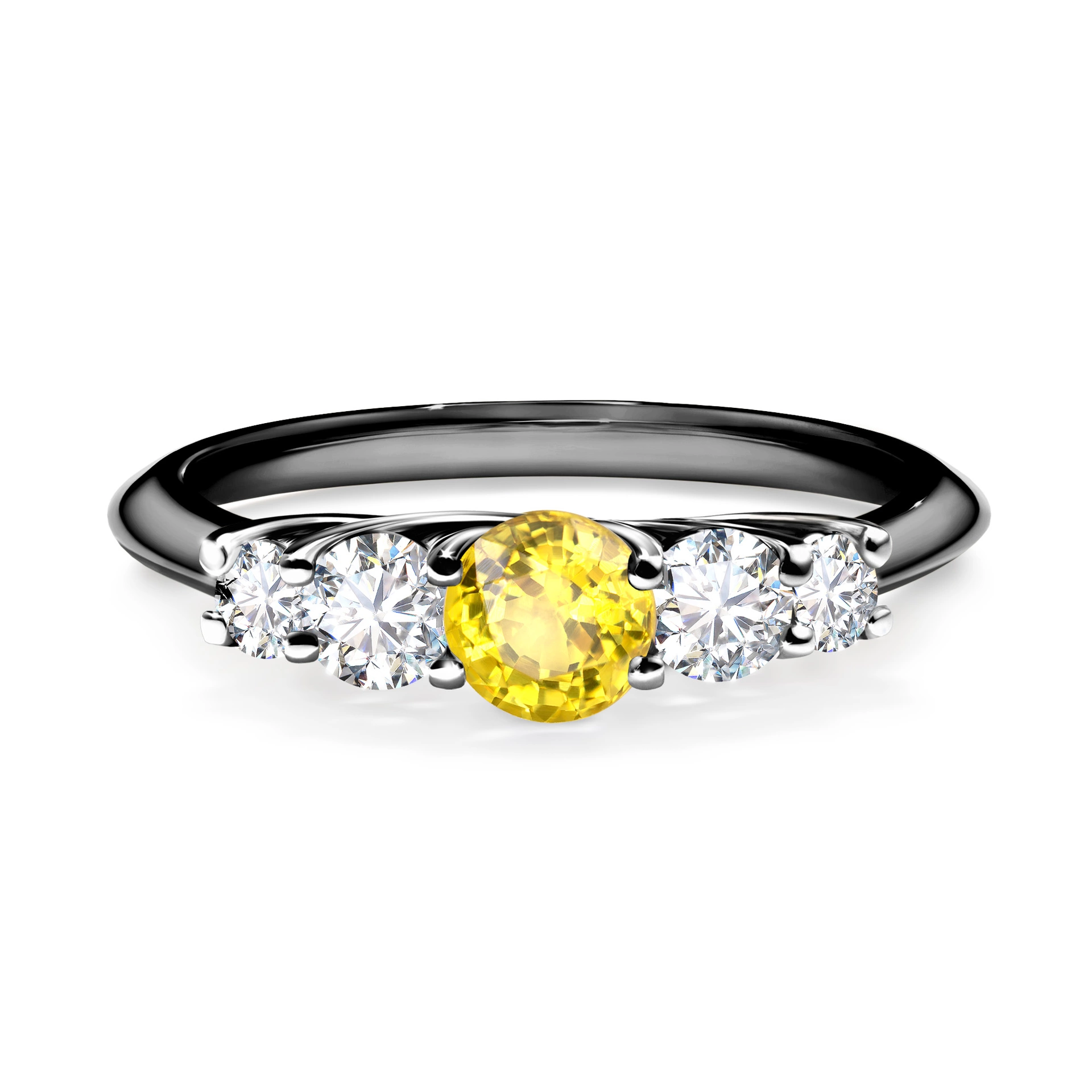 Pierścionek zaręczynowy My Darling 2-5 dni, Czarne złoto, Szafir żółty, 0,53CT, Diament