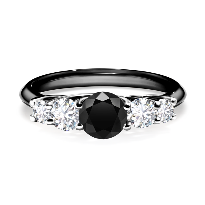 Pierścionek zaręczynowy My Darling 48h, Czarne złoto, Czarny diament, 0,96CT, Diament laboratoryjny