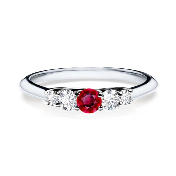 Pierścionek zaręczynowy My Darling 48h, Białe złoto, Rubin, 0,22CT, Diament laboratoryjny