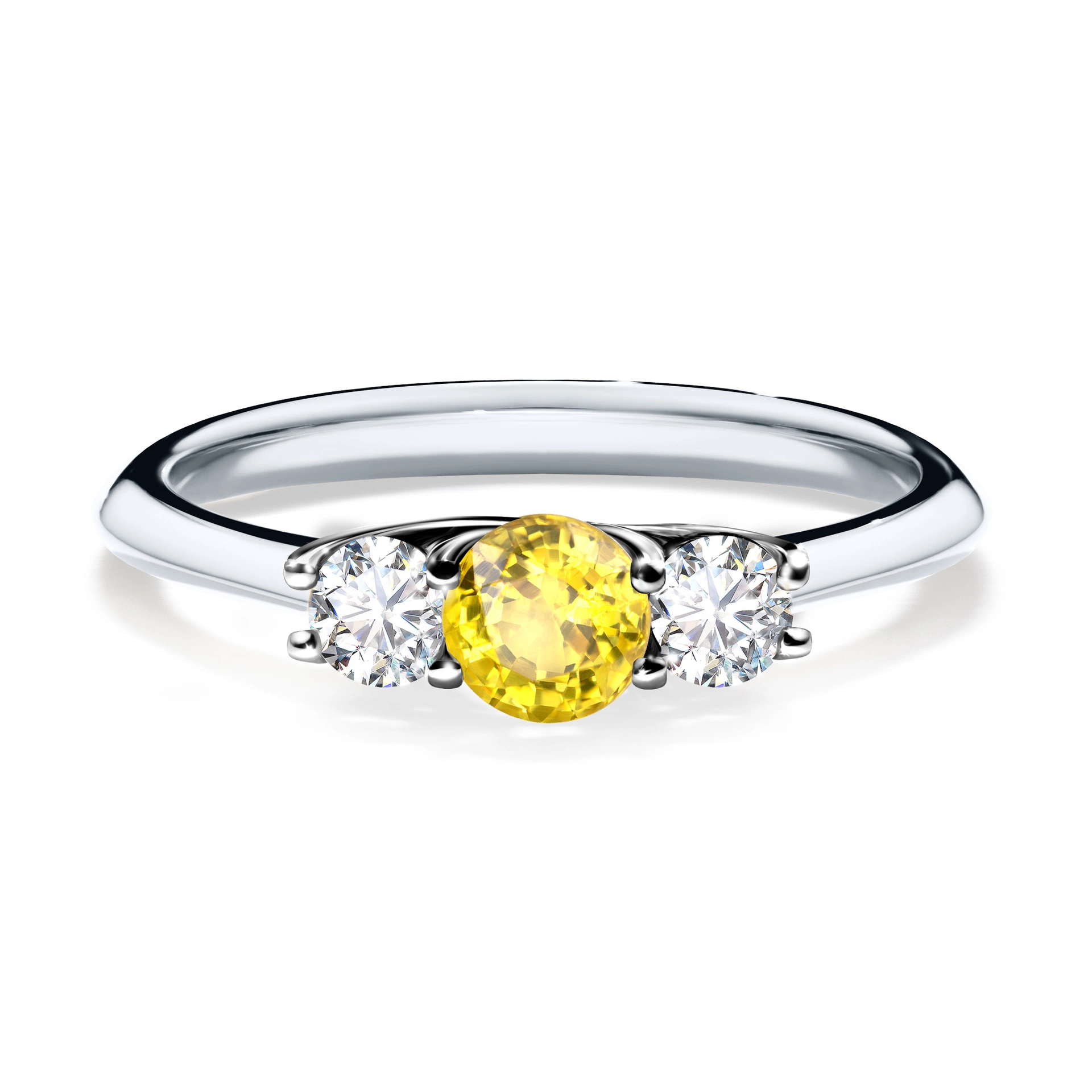 Pierścionek zaręczynowy My Honey 48h, Białe złoto, Szafir żółty, 0,45CT, Diament