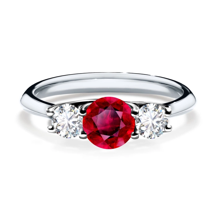 Pierścionek zaręczynowy My Honey 48h, Białe złoto, Rubin, 0,84CT, Diament laboratoryjny
