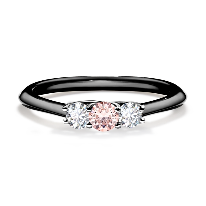 Pierścionek zaręczynowy My Honey 2-5 dni, Czarne złoto, Morganit, 0,16CT, Diament laboratoryjny