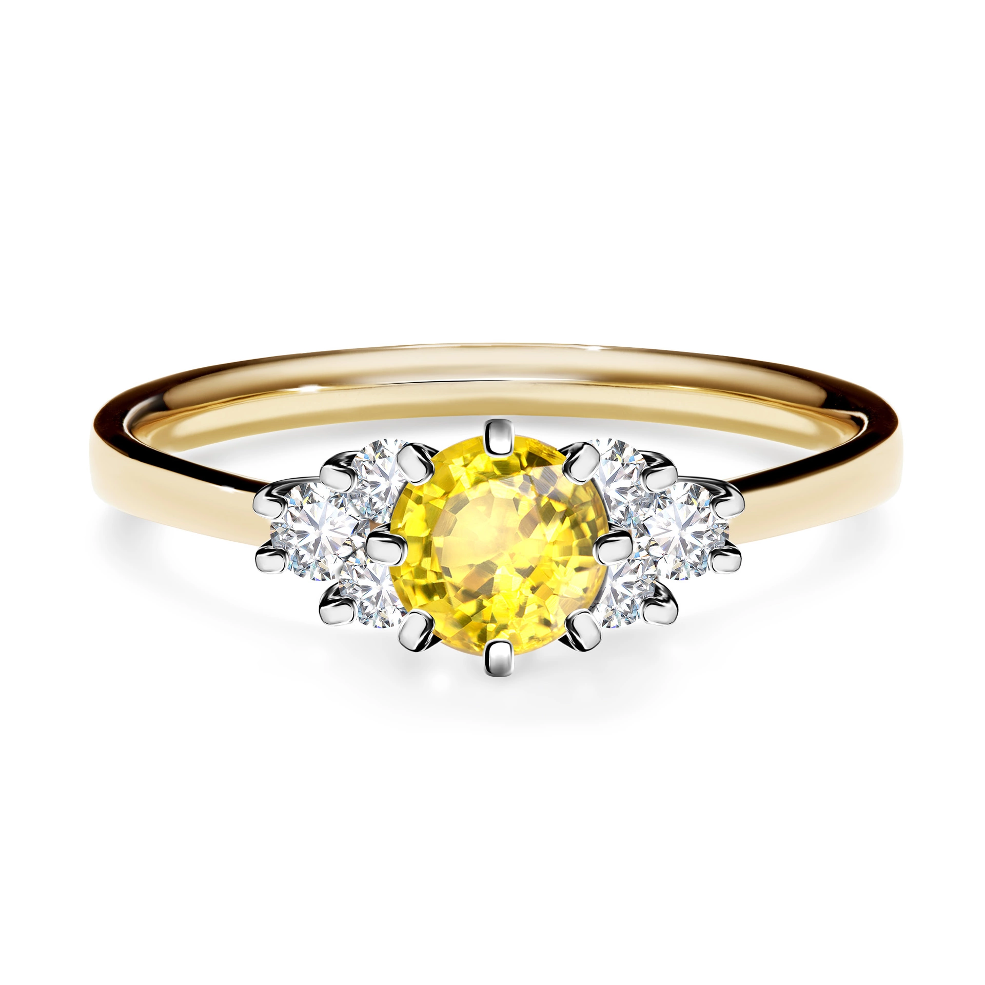 Pierścionek zaręczynowy My Lilly 2-5 dni, Żółte złoto, Szafir żółty, 0,68CT, Diament