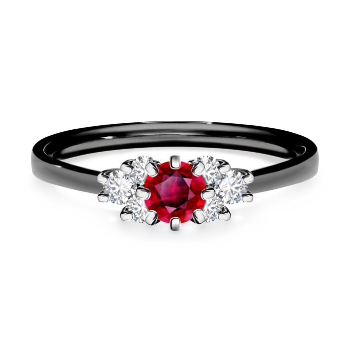 Pierścionek zaręczynowy My Lilly 48h, Czarne złoto, Rubin, 0,43CT, Diament laboratoryjny