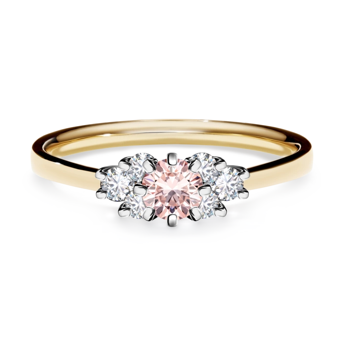 Pierścionek zaręczynowy My Lilly 48h, Żółte złoto, Morganit, 0,43CT, Diament laboratoryjny