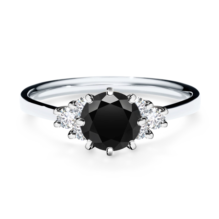 Pierścionek zaręczynowy My Lilly 48h, Białe złoto, Czarny diament, 0,98CT, Diament laboratoryjny