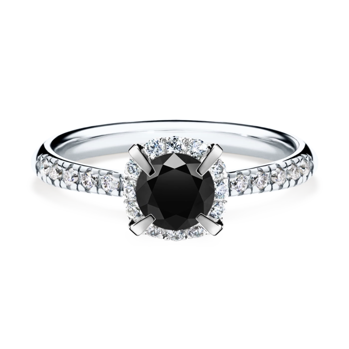 Pierścionek zaręczynowy My Princess 48h, Białe złoto, Czarny diament, 0,76CT, Diament laboratoryjny