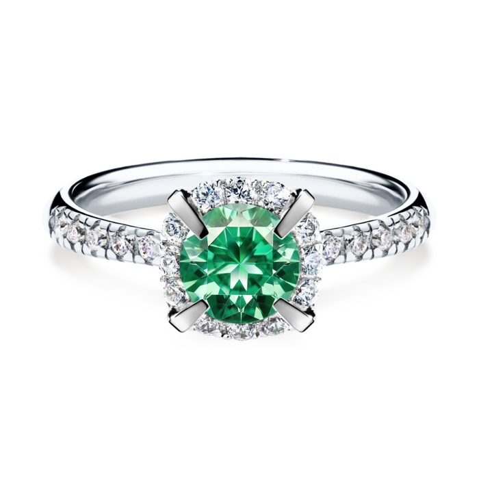 Pierścionek zaręczynowy My Princess 48h, Białe złoto, Szmaragd, 1,18CT, Diament laboratoryjny