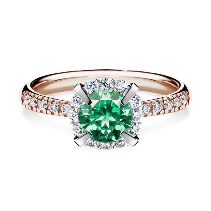 Pierścionek zaręczynowy My Princess 48h, Różowe złoto, Szmaragd, 1,18CT, Diament laboratoryjny